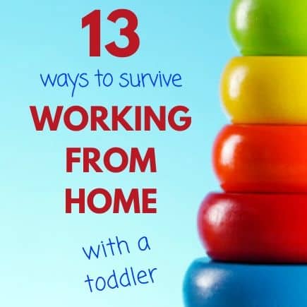 Working from home with a toddler has unique challenges. Find out how these 13 tips can help you be more productive while staying sane while working at home with your toddler. #handfulofthoughts #workingfromhome #toddler #workingfromhometips #workingmom