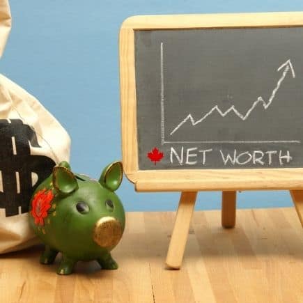 The Average Canadian Net Worth By Age - Does It Matter - Piggy bank, net worth on chalkboard