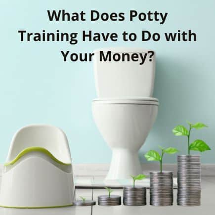 Toiler, potty and stacks of coins with plants growing out of them.